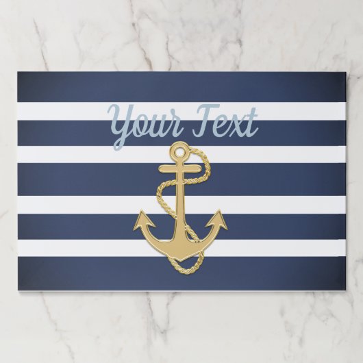 青色のストライプ金ゴールドいかり ペーパーパッド (正面)