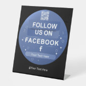 青色のソーシャルメディアFacebook QRコード フォロワー獲得 サイン (正面)