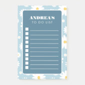 青色のデイジーGroovyレトロTo Doリスト名チェックリスト ポストイット (正面)