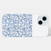 青色のドードルデザイン背面カバー Case-Mate iPhoneケース (裏面 (横))