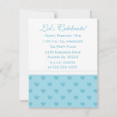 青色のハート:写真：スイート16パーティの招待状 招待状 (裏面)