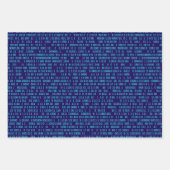 青色のバイナリ数体系 ラッピングペーパーシート (正面)