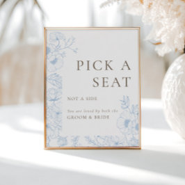 青色のフランスのフローララインアート座席の選択 ポスター