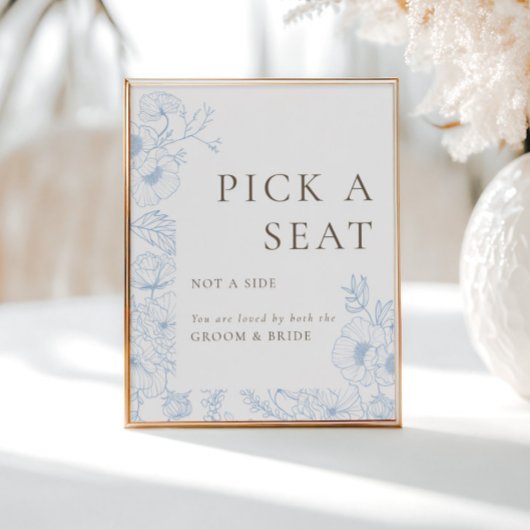 青色のフランスのフローララインアート座席の選択 ポスター