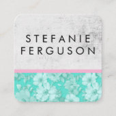 青色のフローラテグランジクスチャ スクエア名刺 (正面)