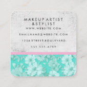 青色のフローラテグランジクスチャ スクエア名刺 (裏面)