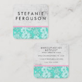 青色のフローラテグランジクスチャ スクエア名刺 (正面/裏面)