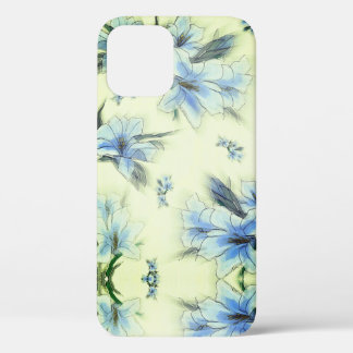 青色のフローラデザインケース – Mate iPhoneケース iPhone 12ケース