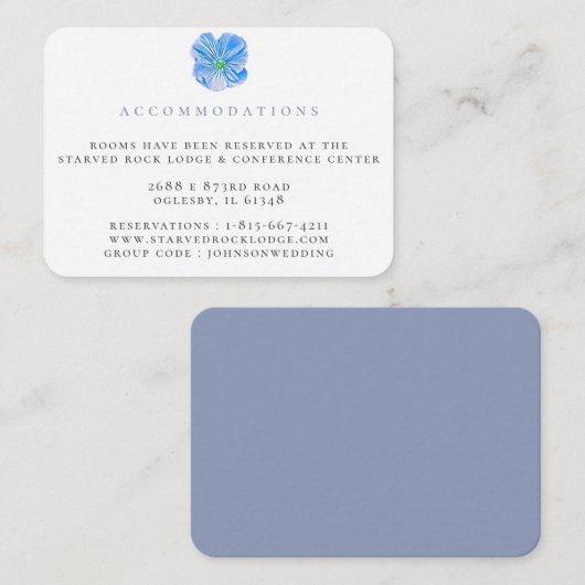 青色のフローラ結婚の収容エンクロージャカード エンクロージャーカード (正面/裏面)