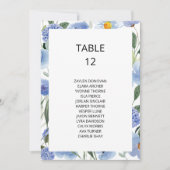 青色のフローラ結婚の座席表カード (正面)