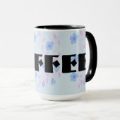 青色のフローラ設計 マグカップ (正面右)