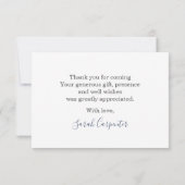 青色のフローラ·サンキューカード、フローラ ノートカード (裏面)