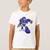 青色のロ子供へボット-背景色の選択 Tシャツ (正面)
