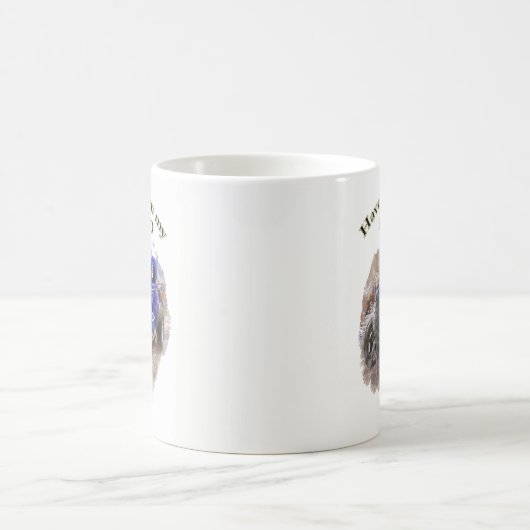 青色のヴィンテージの古いロードスターでエンジンが消えている モーフィングマグカップ (中央)