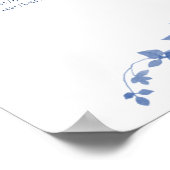 青色のヴィンテージフローラ結婚アルファベットの座席 ポスター (角)