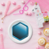 青色の六角紙プレート ペーパープレート (パーティー)