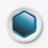 青色の六角紙プレート ペーパープレート (正面)