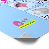 青色の動物文字 ポスター (角)