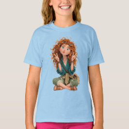 青色の女の子のTシャツ Tシャツ