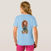 青色の女の子のTシャツ Tシャツ (裏面フル)