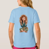 青色の女の子のTシャツ Tシャツ (裏面)