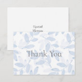 青色の層状の水の色の葉パターン サンキューカード (正面/裏面)