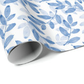青色の層状の水の色の葉パターン ラッピングペーパー (ロールコーナー)