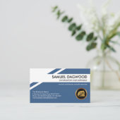 青色の幾何学層金ゴールド建物コスト推定 名刺 (スタンド正面)