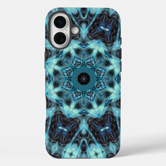 青色の幾何学模様と輝く光 Case-Mate iPhoneケース (裏面)