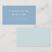 青色の座標ブライダルシャワーレシピ要求 エンクロージャーカード (正面/裏面)