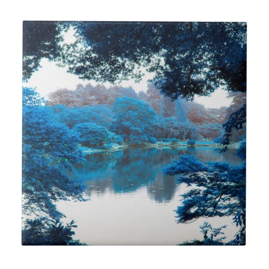 青色の影響クール、ユニーク自然、湖 タイル (正面)