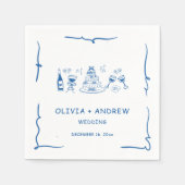 青色の手を引いたお洒落結婚値 スタンダードカクテルナプキン (正面)