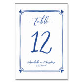 青色の手を引いたお洒落結婚値 テーブルナンバー (裏面)