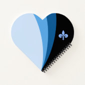 青色の抽象的な波とフルールドリス ノートブック (裏面)