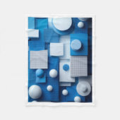 青色の抽象的な3D幾何学模様のブランケット フリースブランケット (正面)