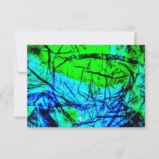 青色の抽象芸術招待，再生プラスチック抽象芸術 招待状 (正面)