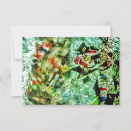 青色の抽象芸術招待，再生プラスチック抽象芸術 招待状