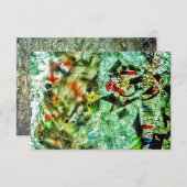 青色の抽象芸術招待，再生プラスチック抽象芸術 招待状 (正面/裏面)