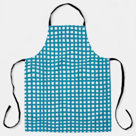 青色の正方形メッシュグリッド エプロン