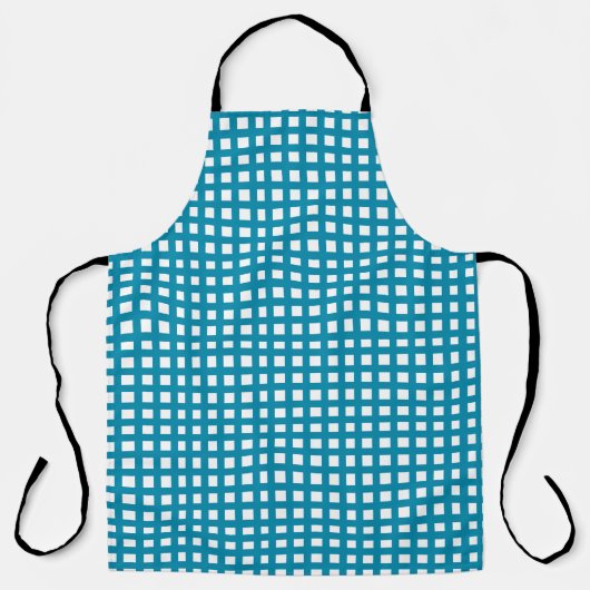 青色の正方形メッシュグリッド エプロン (正面)