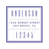青色の正方形 |アールデコ差出人住所 セルフインキングスタンプ (デザイン)