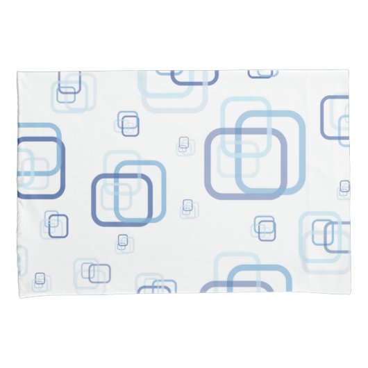 青色の正方形 枕カバー (正面右)