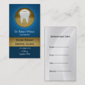 青色の歯科名刺とアポイントメントカード 予約カード (正面/裏面)