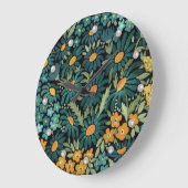 青色の水彩デイジー ラージ壁時計 (傾斜)