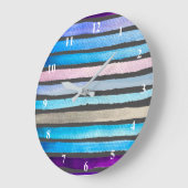 青色の水色のストライプ絵を描 ラージ壁時計 (傾斜)