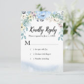 青色の水色フローラRSVP応答カード 出欠カード (スタンド正面)