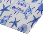 青色の混合シーシェルパターン – 名前をカスタムする カッティングボード (角)