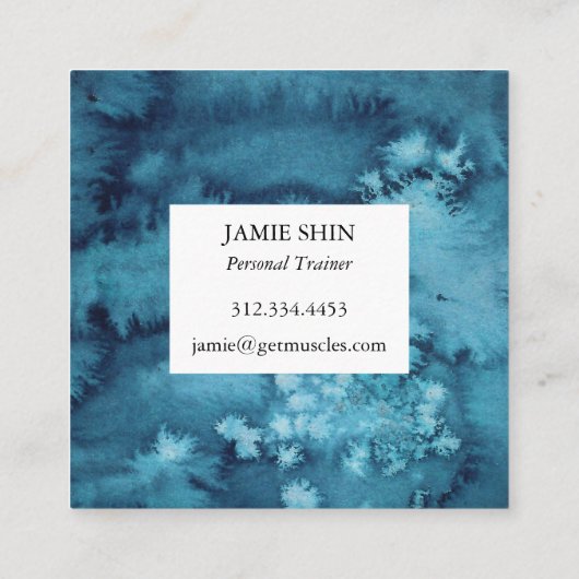 青色の渦巻き型の名刺の正方形 スクエア名刺 (裏面)