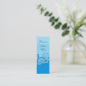 青色の渦巻き型ファンタジーブックマーク名刺 スキニー名刺 (スタンド正面)