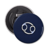 青色の炭素繊維デコール上のがん〔占星術の〕十二宮図標識 栓抜き (正面)